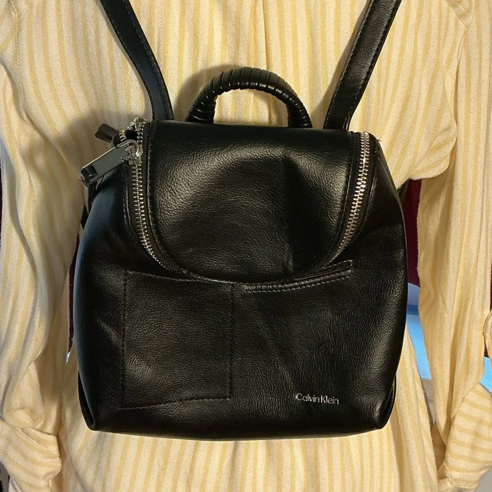 Calvin Klein Pebbled Faux Leather Bubble Flap Mini Backpack